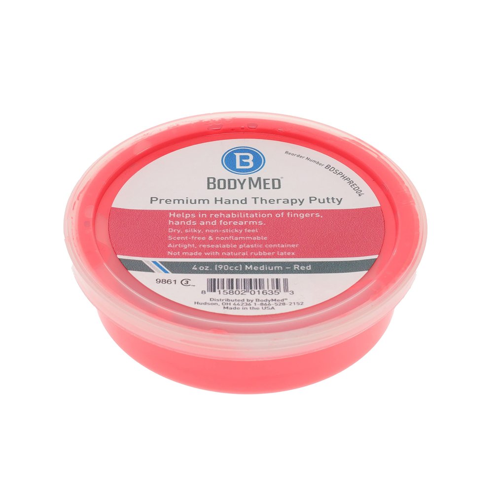 BodyMed Premium Hand Therapy Putty, Red, 4 Oz., Medium, Strengthening Therapy Putty for Physical Rehabilitation