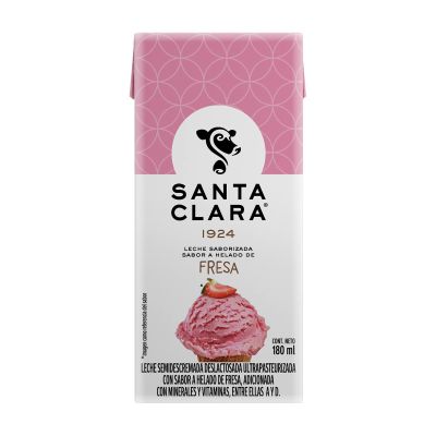Santa Clara 27 Pack Leche Sabor Helado de Fresa 180 ml cada uno.