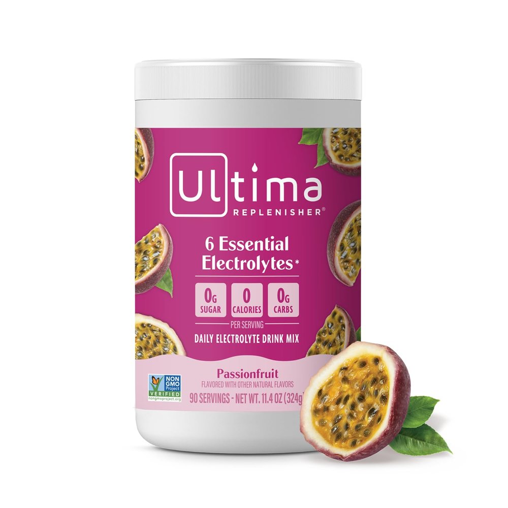 Ultima Replenisher Daily Electrolyte Powder Drink Mix  Sugar Free  Passionfruit, 90 Servings  Hydration Powder with 6 Key Electrolytes and Trace Minerals  Keto Friendly, Non-GMO