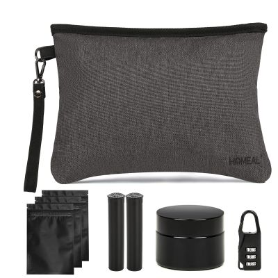 HOMEAL Smell Proof Bag, Smell Proof Container, Smell Proof Stash Bag, Odor Proof Pouch, Stash Storage Kit (Black)