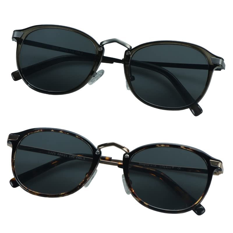 YEIN 2 Pack Sunglasses for Men and Women, UV Protection Glasses Vintage Square Full Frame(Brown+tortoise,+2.25 Magnification)