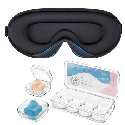 Mavoslg Silicone Earplugs - Ultra Soft Foam Earplugs - Sleep Eye Mask for Men Women, Upgraded 3D Hollowed Design, Value Packfor Sleeping, Snoring, Travel, Airplanes, Shift Work32dB Highest NRR