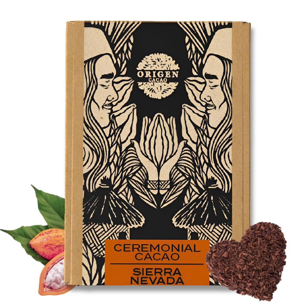 Origen Ceremonial Cacao 100% Natural Ceremonial Grade Cacao Unsweetened & Anti Oxidant Pure SuperFood Indigenous Criollo from the Arhuaco Tribe Vegan, Gluten-free 16 oz, Grated