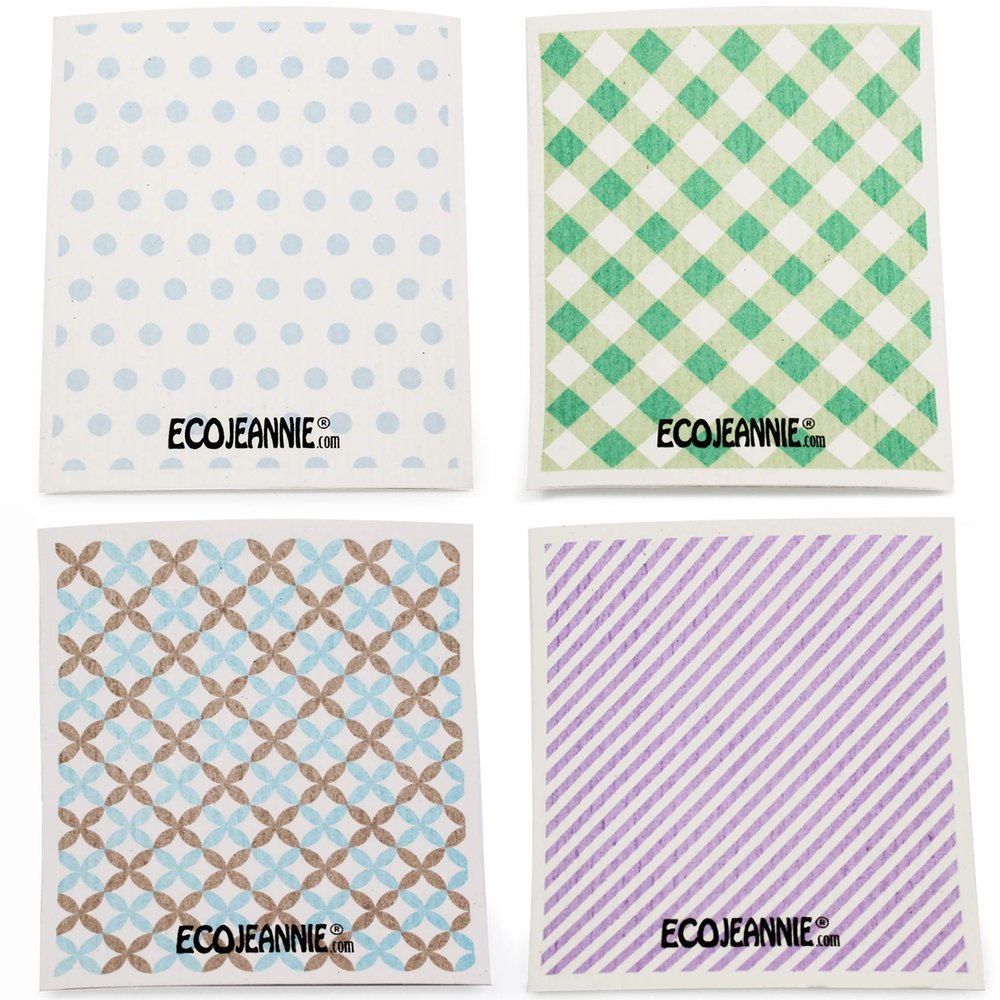 (144 Pack) Wholesale EcoJeannie Eco-Friendly German Cleaning Cloth 100% Biodegradable Cellulose Sponge Cloths, Kitchen Cloths, GMO-Free, Reusable - Made in Germany Packaged in P.R.C.