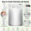 100PCS Mylar Bags with 400cc Oxygen Absorbers, 11.8 Mil Thicker Long Term Food Storage Bag, 1 Gallon 10x14 6x9 4x6 Stand-up Zipper Resealable Heat Sealable for Airtight Smell Proof Packaging view 4