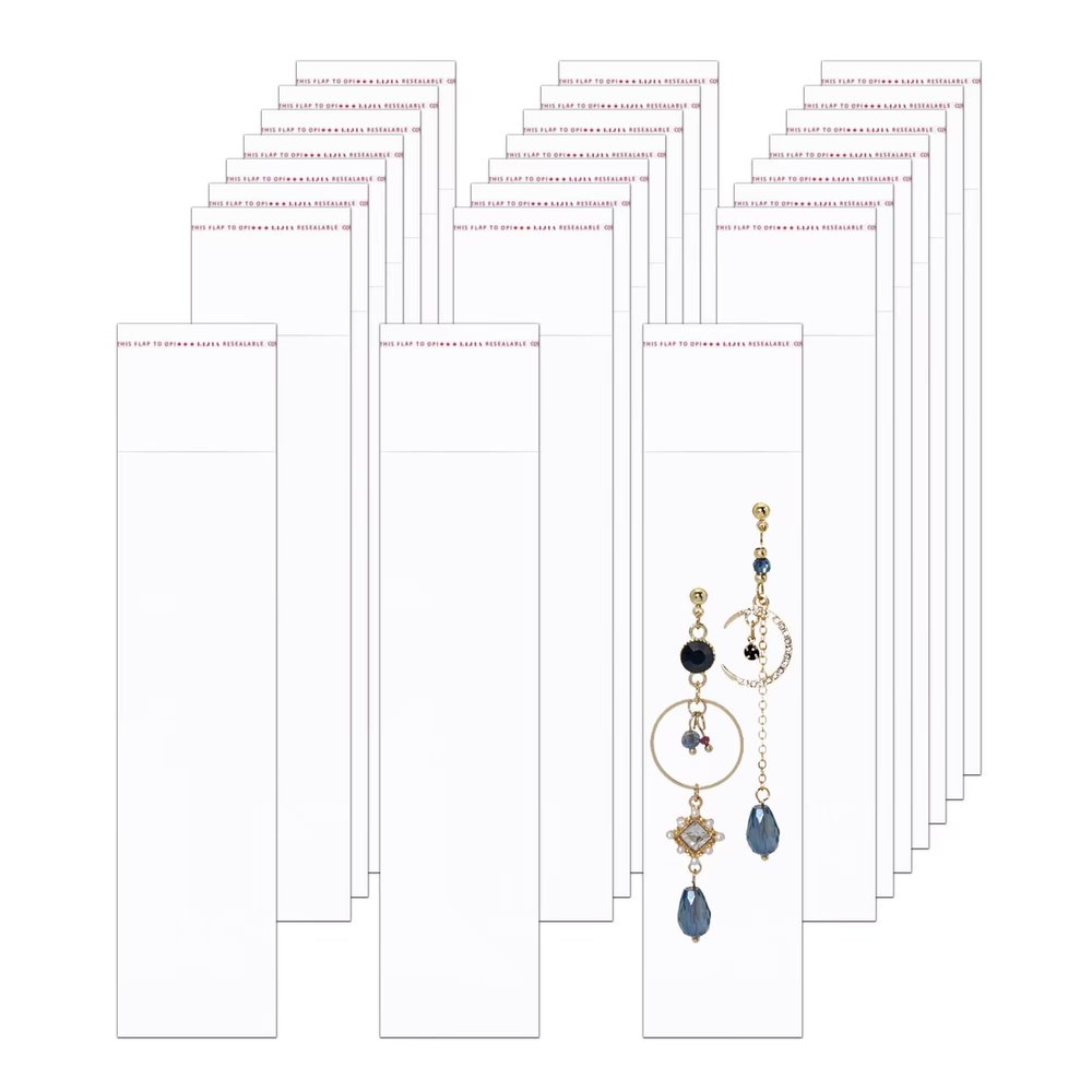 1000pcs 2" x 8" Long Adhesive Cello Bags Crystal Sealed Clear Bag Long Resealable Cellophane Bags 1 Mil for Bakery Cookies Candies Jewelry Crafts (8 Sizes to Choose from)
