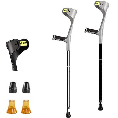 FZYUAN Forearm Crutches for Adults, Crutches for Walking with Comfortable Grip and Non-Slip Rubber Feet, Mobility Aid for Elderly, Seniors & Handicap, 1 Pair,Gray