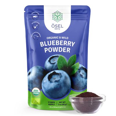 SEL BERRY Organic Wild Blueberry Powder 3oz USDA Certified - No Sugar Added Antioxidant-Rich Freeze Dried Organic Wild Blueberries Ideal for Smoothies Breakfast & Baking From Nordic Forest with Love