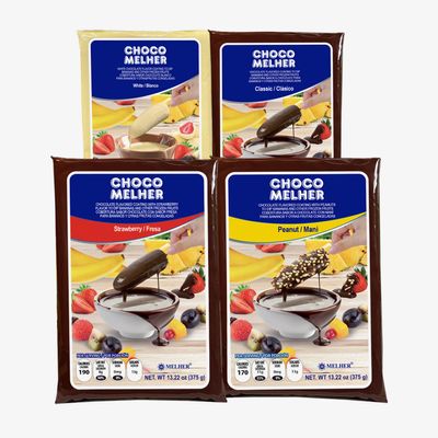 CHOCOMELHER MIX (4 Varieties) to Make Delicious, Crunchy and Full of Flavor Chocobananos - 12 Pack - Each Box Contains: 4 Clsico - 3 Peanuts 3 White and 2 Strawberry Chocomelher - 12 Bags of 13.22 oz.