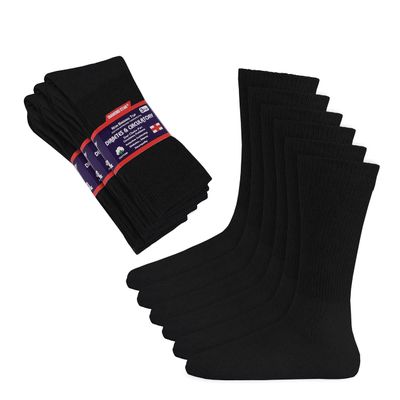 Diamond Star Diabetic Socks, Non-Binding Circulatory Cushion Cotton Crew Diabetic Socks for Men Women 24 Pairs (10-13, Black)