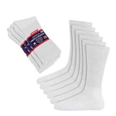 Diamond Star Diabetic Socks, Non-Binding Circulatory Cushion Cotton Crew Diabetic Socks for Men Women 24 Pairs (9-11, White)