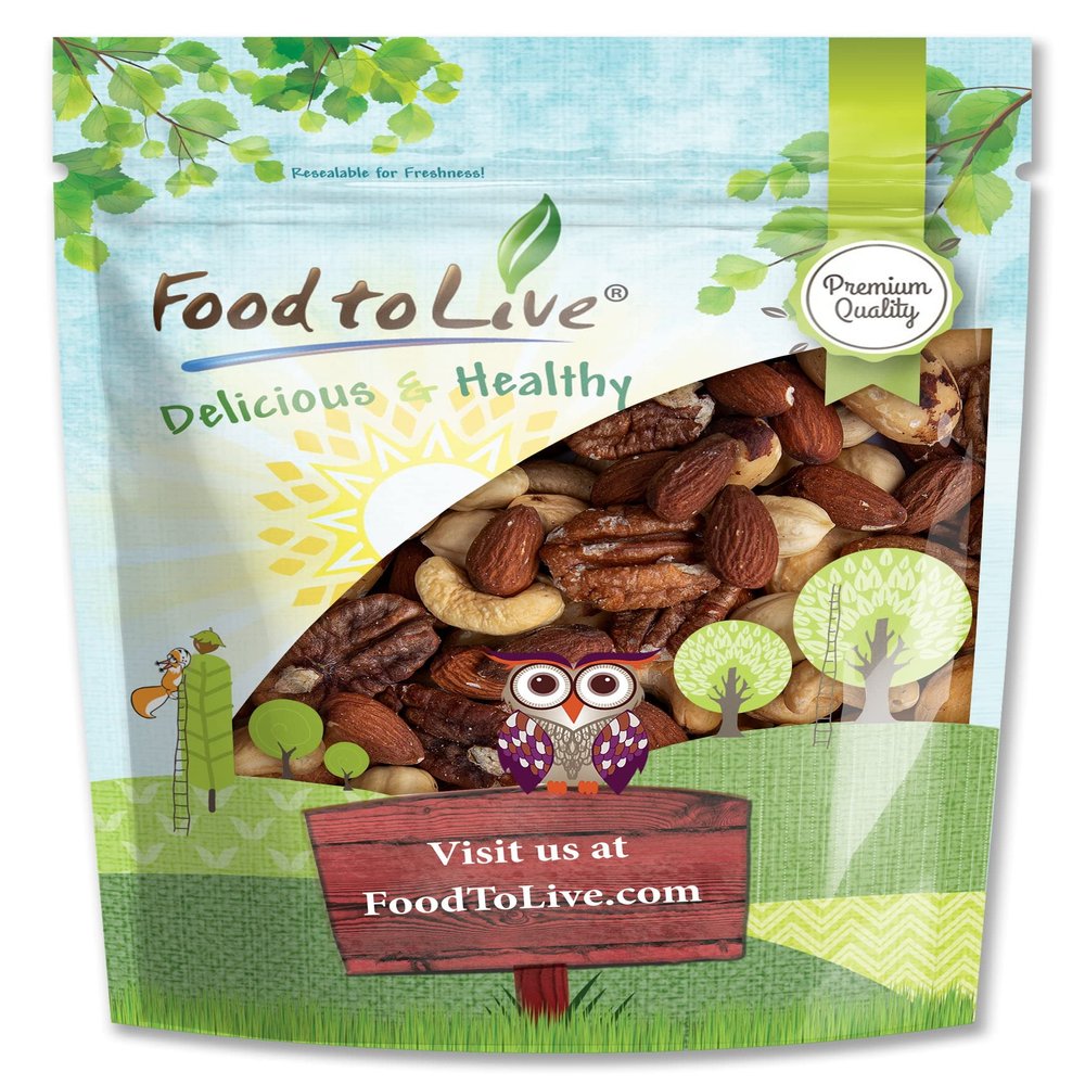 Deluxe Unsalted Nuts Mix, 4 Pounds  A Blend of Dry Roasted Pecans, Cashews, Hazelnuts, Almonds, Brazil Nuts. Oven Roasted, No Oil Added, Vegan, Kosher, Bulk. Wholesome Snack. Full of Protein, Fiber