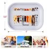 Cartoon Rolling Tray, Small Size-7"x5.5" Cute Metal Trays for Women and Man, Storage & Serving Trays, Decorative Tray, Organizer Pallet (White) view 2