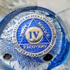 4 Year Sobriety Coin | Legacy AA Chip | Thick Triplate Recovery Anniversary Token (Blue) view 2