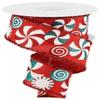 Craig Bachman 2.5" Bold Peppermint Tinsel Ribbon: Red (10 Yards) Wired Chrstmas Gift Wrapping Ribbon view 1
