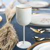 [12 Oz - 5 pk White] HomeyGear Plastic White W Gold Rim Goblets Wine Glasses BPA Free 12 Oz Disposable Elegant Drink Cups for Parties Wedding Receptions Fancy Reusable Tumblers for EZ CleanUp 5 Pack view 1