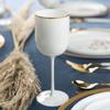 [12 Oz - 5 pk White] HomeyGear Plastic White W Gold Rim Goblets Wine Glasses BPA Free 12 Oz Disposable Elegant Drink Cups for Parties Wedding Receptions Fancy Reusable Tumblers for EZ CleanUp 5 Pack view 2