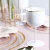 [12 Oz - 5 pk White] HomeyGear Plastic White W Gold Rim Goblets Wine Glasses BPA Free 12 Oz Disposable Elegant Drink Cups for Parties Wedding Receptions Fancy Reusable Tumblers for EZ CleanUp 5 Pack view 4
