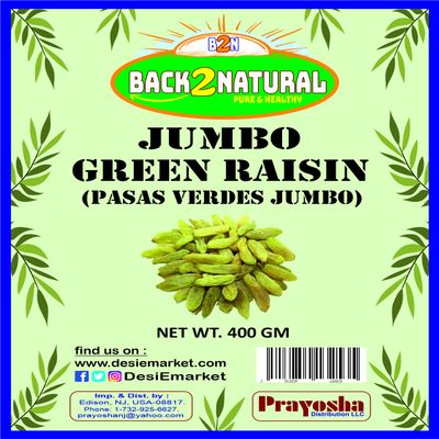 Back2Natural Green Raisins, Dried Fresh Raisins Seedless- 400 gm