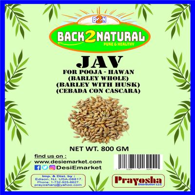 Back2Natural Barley (Jav) Whole With Husk (Non-hulled) 800gm ~ All Natural | Vegan | NON-GMO | Indian Origin