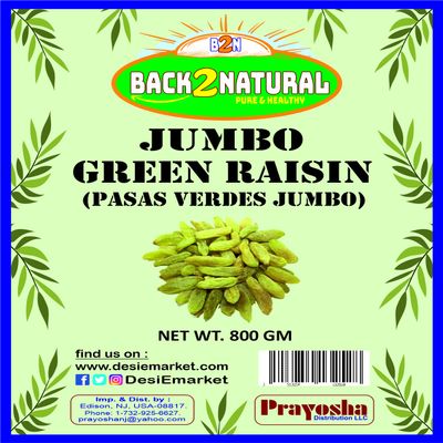 Back2Natural Green Raisins, Dried Fresh Raisins Seedless- 800 gm