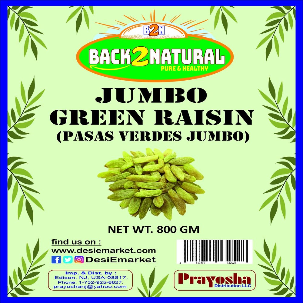 Back2Natural Green Raisins, Dried Fresh Raisins Seedless- 800 gm