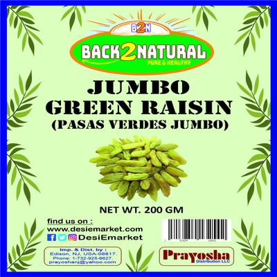 Back2Natural Green Raisins, Dried Fresh Raisins Seedless- 200 gm