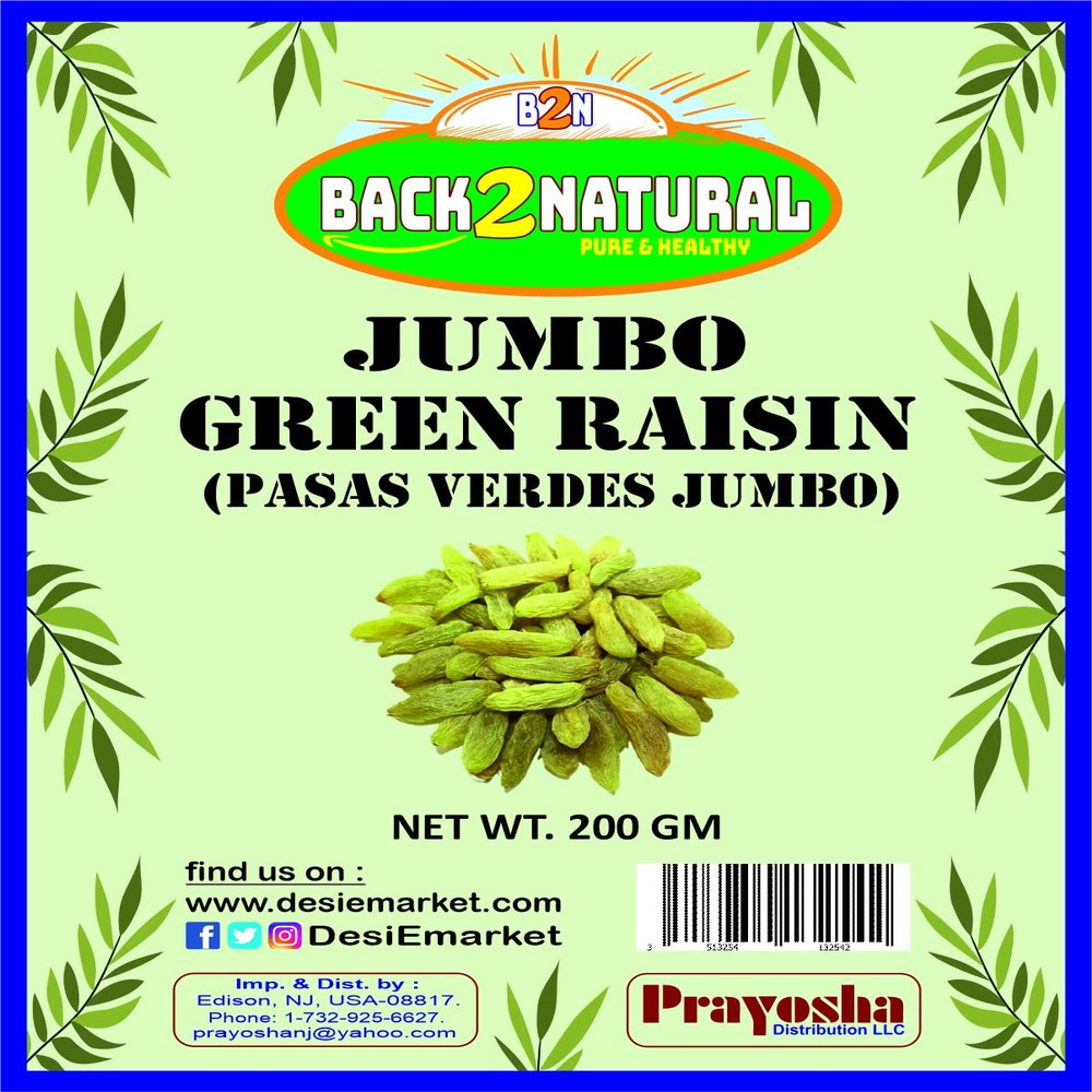 Back2Natural Green Raisins, Dried Fresh Raisins Seedless- 200 gm
