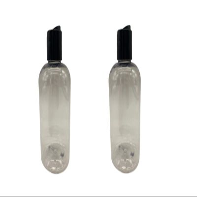 Natural Farms 2 pack- 8 oz Clear PET Boston Round Plastic Bottle with Black Fliptop