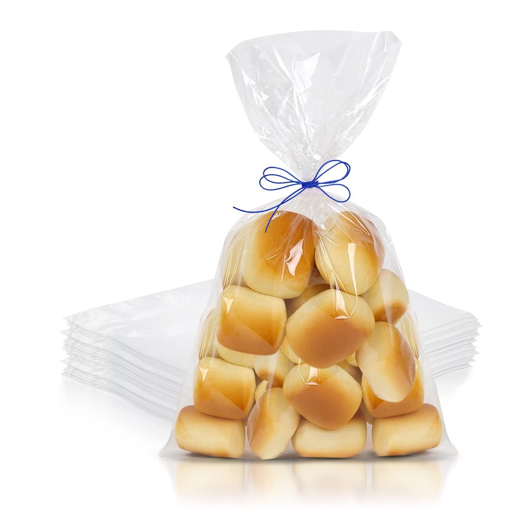 PUREVACY 500 Pack Gusseted Plastic Bread Bags 12 x 8 x 30, Plastic Bread Storage Bags, PE 1 Mil Clear Gusseted Plastic Bags, Waterproof Bread Storage Bags, Durable Clear Plastic Bags for Packaging