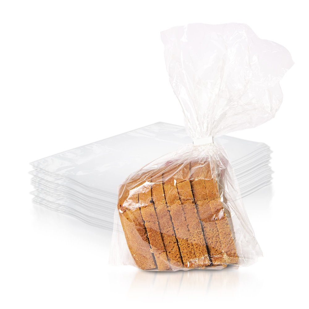 PUREVACY Gusseted Plastic Bread Bags 4 x 2 x 12, 1000 Pack of Plastic Bread Storage Bags, PE 1 Mil Clear Gusseted Plastic Bags, Waterproof Bread Storage Bags, Clear Plastic Bags for Packaging