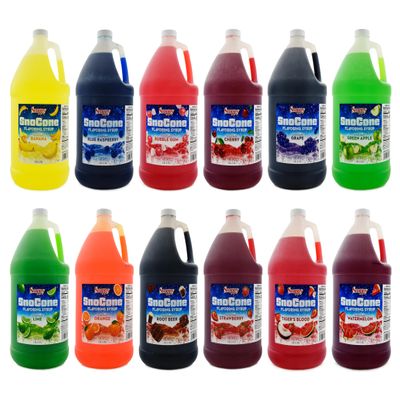 Snappy Sno Cone Syrup Mix & Match 4 Pack, 1 Gallon Each  Ready-to-Use Shaved Ice & Snow Cone Syrups, Choose Any 4 Flavors from 14 Options
