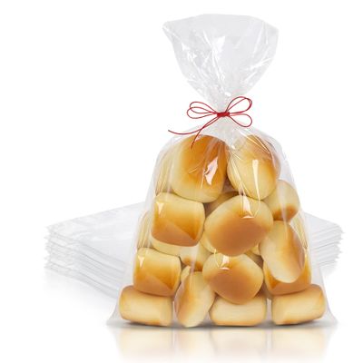 PUREVACY 500 Pack Gusseted Plastic Bread Bags 12 x 6 x 24, Plastic Bread Storage Bags, PE 1 Mil Clear Gusseted Plastic Bags, Waterproof Bread Storage Bags, Durable Clear Plastic Bags for Packaging