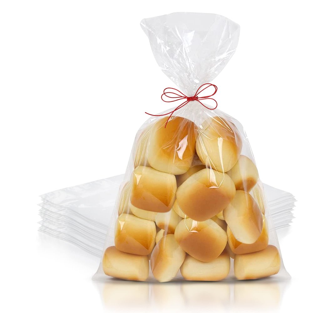 PUREVACY 500 Pack Gusseted Plastic Bread Bags 12 x 6 x 24, Plastic Bread Storage Bags, PE 1 Mil Clear Gusseted Plastic Bags, Waterproof Bread Storage Bags, Durable Clear Plastic Bags for Packaging