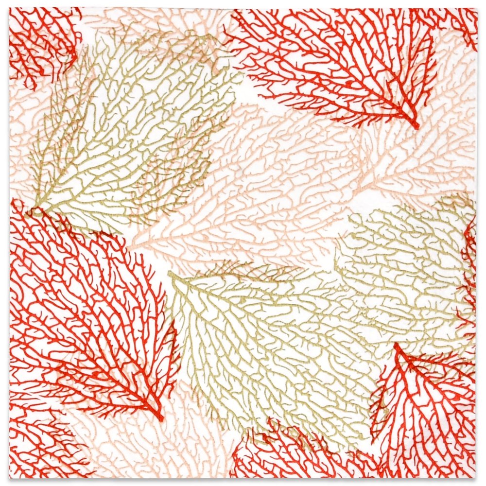 Gift Boutique 100 Coral Reef Napkins Beverage Cocktail Disposable Paper Coastal Coral Sea Fan Dessert Napkin for Tropical Ocean Beach