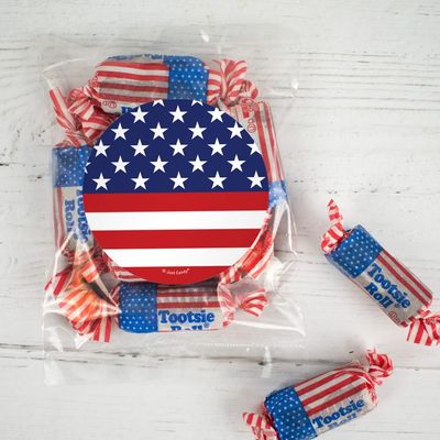 24ct Patriotic Candy Bags with Stars & Stripes Midgees, Red White & Blue Chocolate - American Flag