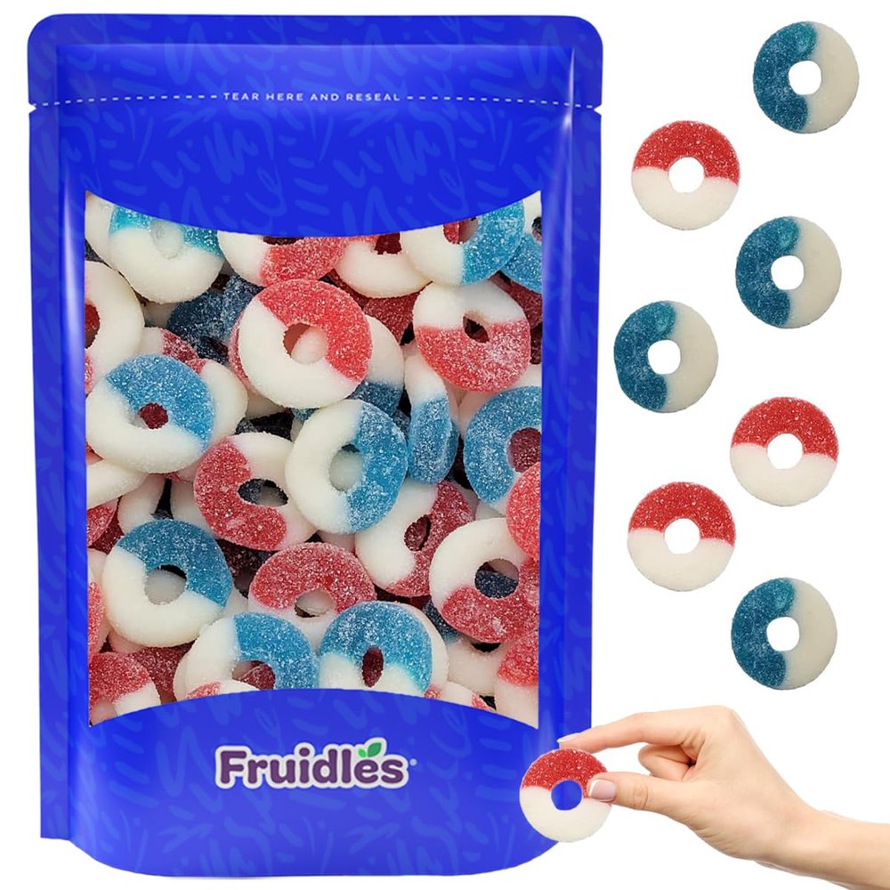 Fruidles Usa Patriotic Gummy Freedom Rings Candy Holiday Treats, 4Th of July, Fun and Festive Snacking, Party Flavor (1 Pound)