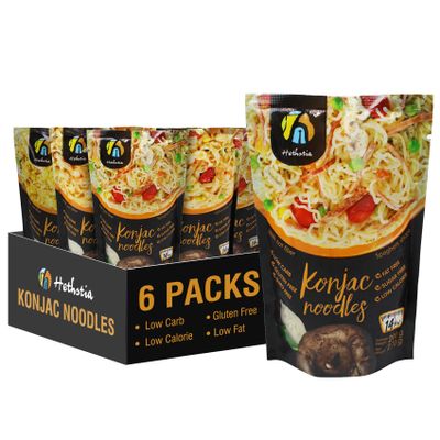 Hethstia Shirataki Noodle Variety Pack, Low-Carb Pasta (Spaghetti, Fettuccine & Rice), Gluten-Free Konjac Noodles, Keto & Paleo-Friendly, Vegan, Low-Calorie, Oat Flavor (9.52 oz, 6 Packs)