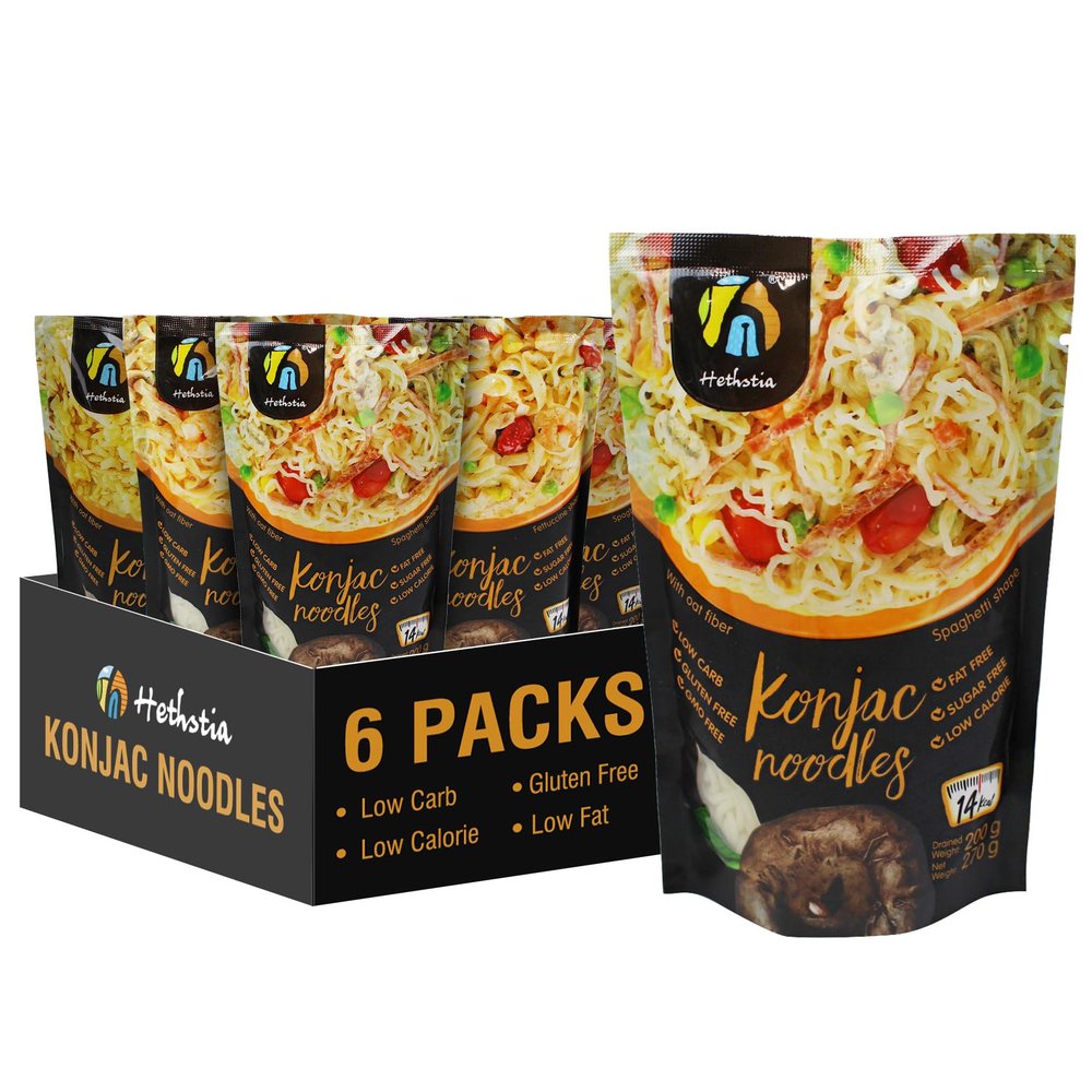 Hethstia Shirataki Noodle Variety Pack, Low-Carb Pasta (Spaghetti, Fettuccine & Rice), Gluten-Free Konjac Noodles, Keto & Paleo-Friendly, Vegan, Low-Calorie, Oat Flavor (9.52 oz, 6 Packs)