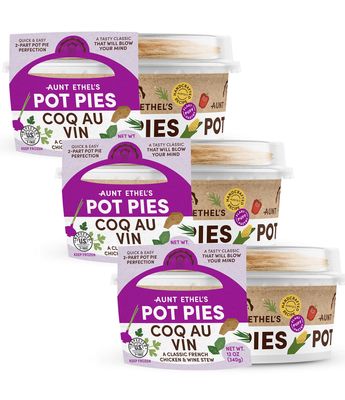 Aunt Ethel's Pot Pies - Coq Au Vin Pot Pie, Gourmet Frozen Meal Prepared In Minutes, Handcrafted - 12 Ounces (Pack of 3)