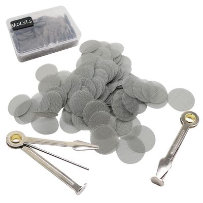 BAOLSLS 500 Pieces 0.63 Inch Small Metal Pipe Screens, 5/8 in 100% Thicker Stainless Steel with 2 PCS Metal Portable 3 in 1 Cleaning Tool Mini Kit (Silver)