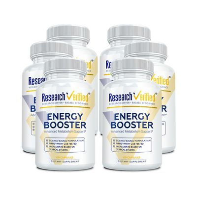 Research Verified Energy Booster - Natural Energy Support - 360 Capsules - Caffeine Free - B Vitamins and Adaptogens - 6 Month Supply