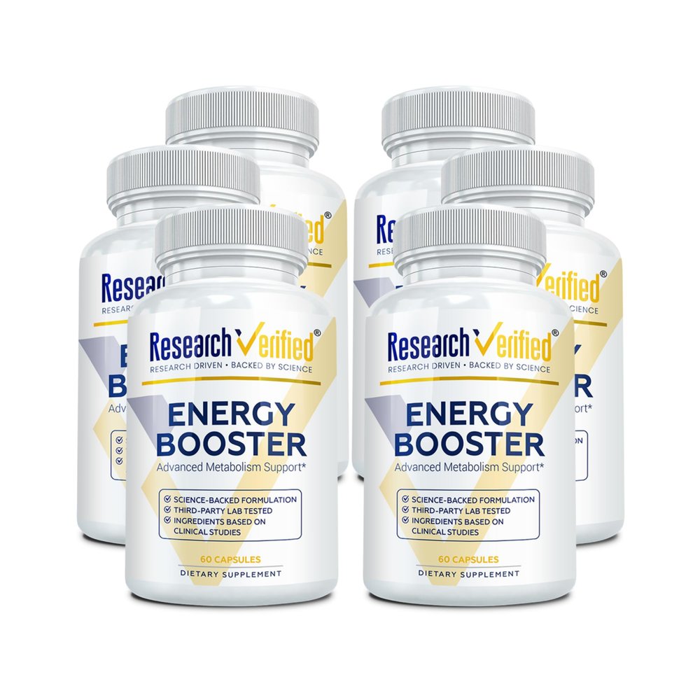Research Verified Energy Booster - Natural Energy Support - 360 Capsules - Caffeine Free - B Vitamins and Adaptogens - 6 Month Supply