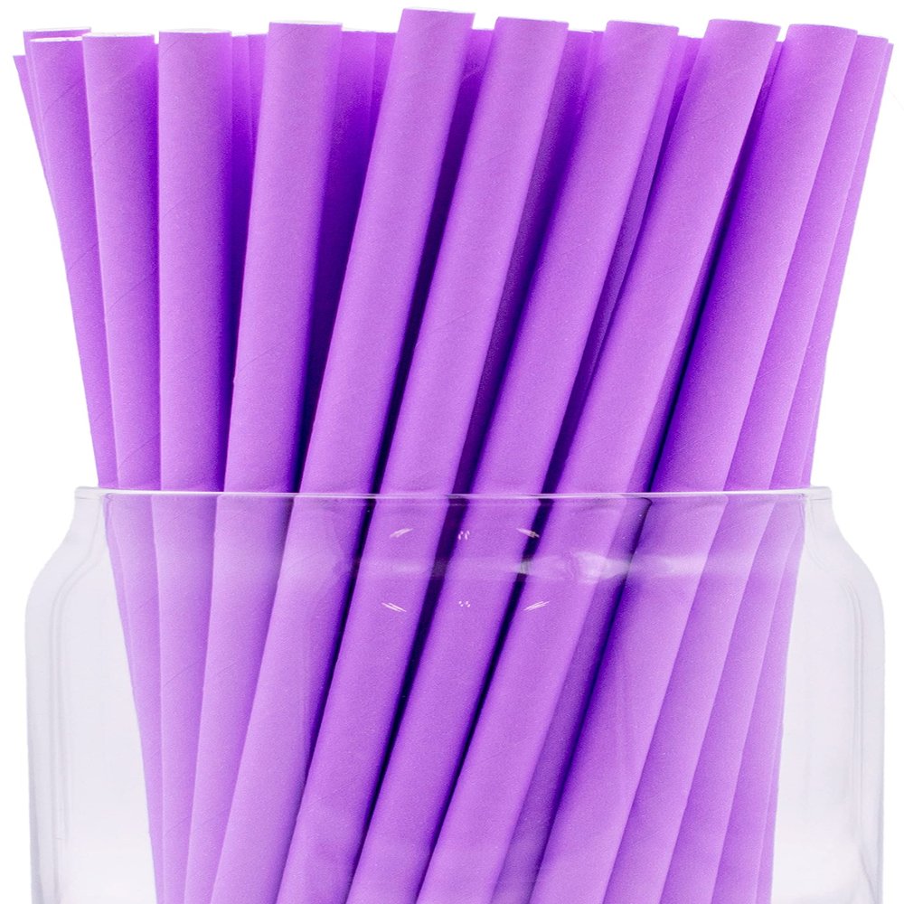 Pack of 300 Pastel Purple Biodegradable 4-Ply Paper Drinking Straws (Compostable, Non-toxic, BPA-free)