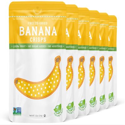 Natures Turn Freeze-Dried Banana Crisps Healthy, Gluten-Free, Crispy & Delicious, Plant-Based Snack, Ideal for Cereal, Smoothies, School Lunches, & On-the-Go, Bags of 6 (1.2 oz Each)