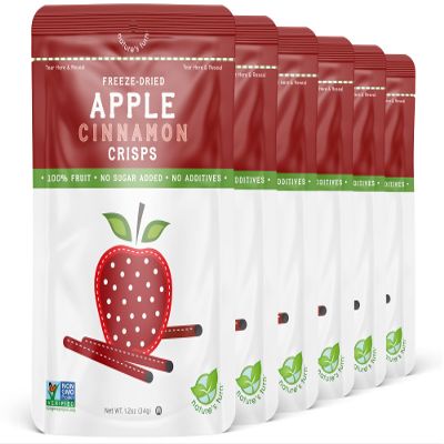 Natures Turn Freeze-Dried Apple Cinnamon Crisps  Healthy, Gluten-Free, Crispy & Delicious, Plant-Based Snack, Ideal for Cereal, Smoothies, School Lunches, & On-the-Go, Bags of 6 (1.2 oz Each)