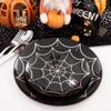 NOCCUR 60PCS Halloween Plastic Plates - 30 Black Dinner/Dessert Plates - Ideal for Halloween Party view 2