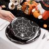NOCCUR 60PCS Halloween Plastic Plates - 30 Black Dinner/Dessert Plates - Ideal for Halloween Party view 4