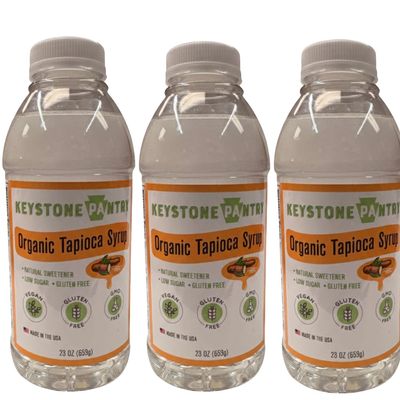 Keystone Pantry Organic Tapioca Syrup 23 OZ Bottle Vegan, Gluten Free HFC, Corn Syrup Substitute Syrup for Baking, Alternative Sweetener Make Homemade Fudge, Ice Cream & More 3 BOTTLES