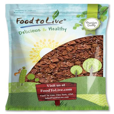 Food to Live - Dry Roasted Pecan Halves, 6 Pounds  Oven Roasted Nuts, Unsalted, No Oil Added, Vegan, Kosher. Good Source of Protein and Fiber.